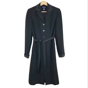 Ann Taylor Button Front Belted Long Sleeves Black Dress Sz 2
